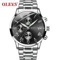 OLEVS 5569 Nouveau Design Hommes Montre Hommes Montre De Luxe Boîtier En Acier Inoxydable Trois Yeux Chronographe Montre-Bracelet